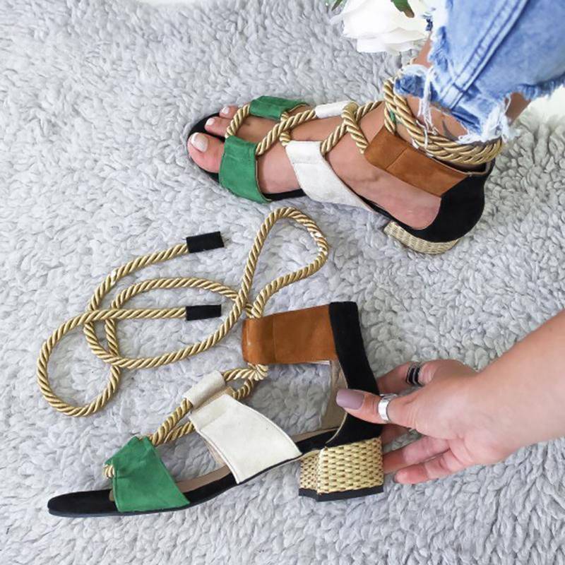 GR | Gladiator-colored strappy heeled sandal