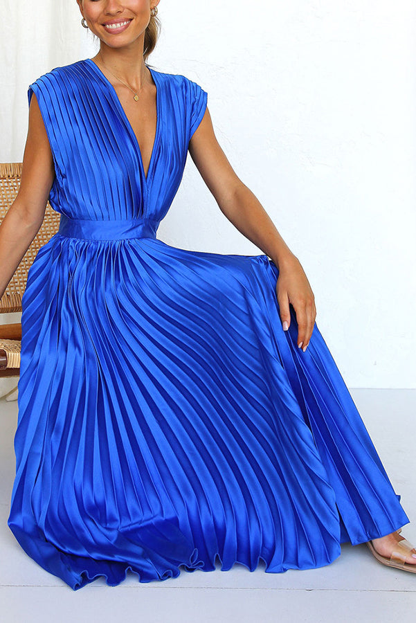 GR | Hallo Schöne Satin Plissee Midi Kleid
