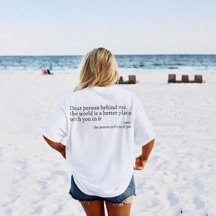 GR | Damen T-Shirt Mit Rundhalsausschnitt Und Slogan