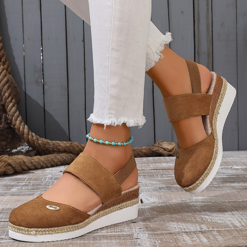 GR | Women's Platform Sandals: Non-slip, Closed Toe, Elastic Strap