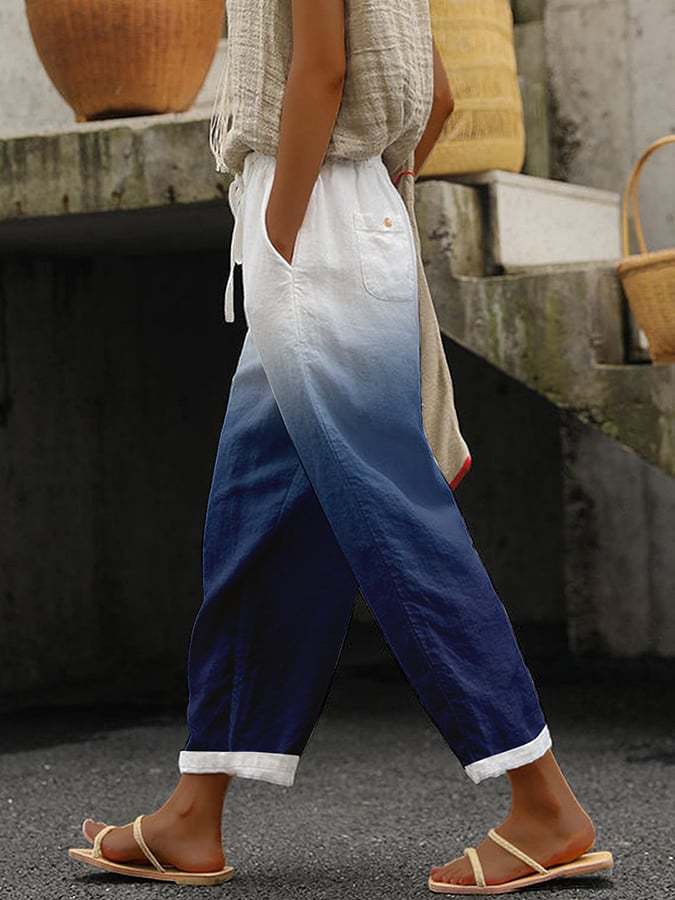 GR | Comfortable wide-leg trousers with a modern print for women