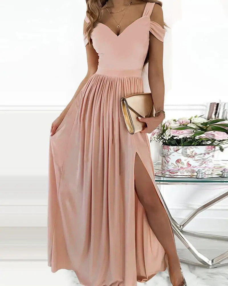 GR | Boho Spaghetti Strap Long Flowing Dress with Slit