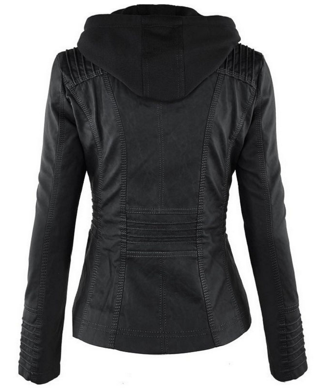 Leather jacket with lapel
