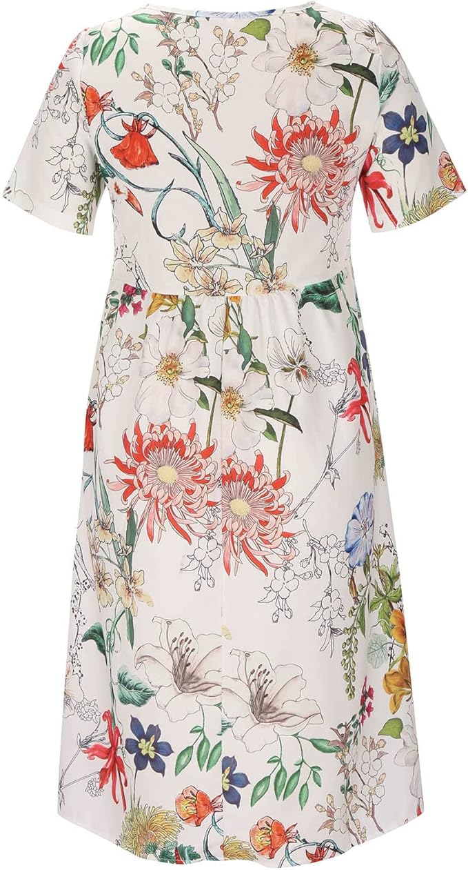 FleurBlanche™ – White summer dress with a colorful floral pattern