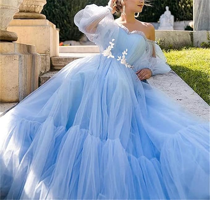 GR | Elegant Formal Solid Color Patchwork Off-Shoulder Evening Dress - 3 Colors