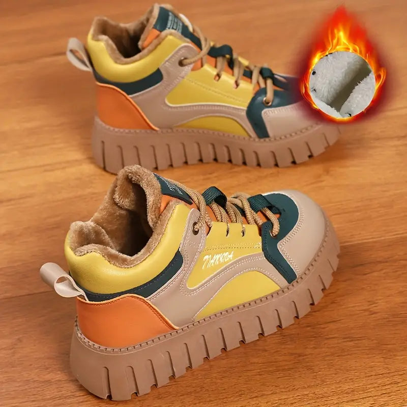 Winter sneakers with plush lining and lacing