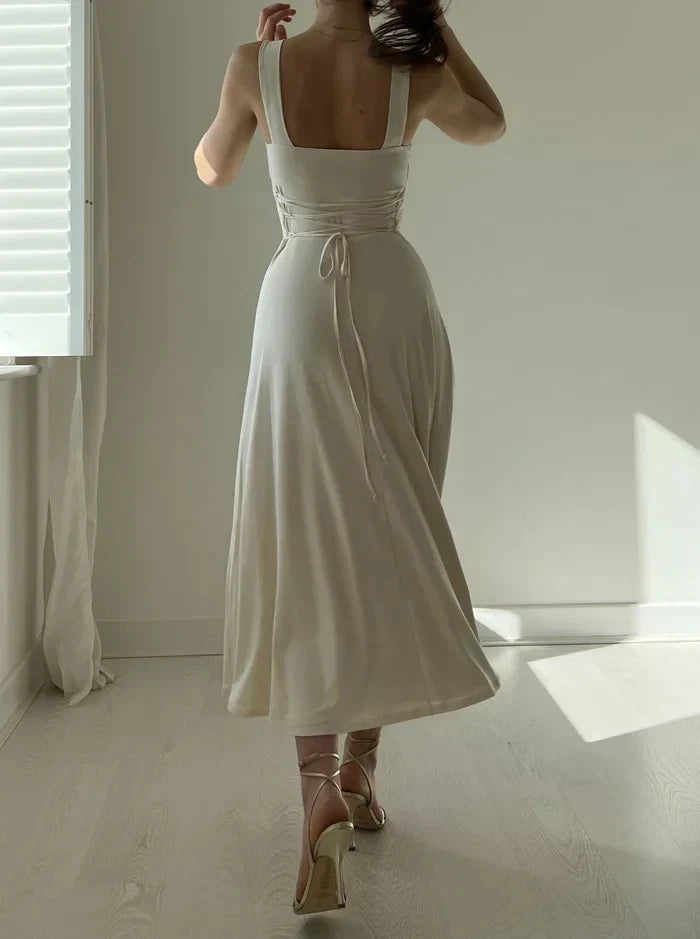 GR - Elegantes ärmelloses A-Linien-Midikleid – Zeitloser Chic | Fit-and-Flare Midikleid – Perfekt für jeden Anlass
