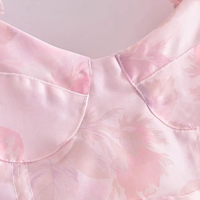 GR | Organza-Kleid mit Blumenmuster und Puffärmeln sowie Herzausschnitt
