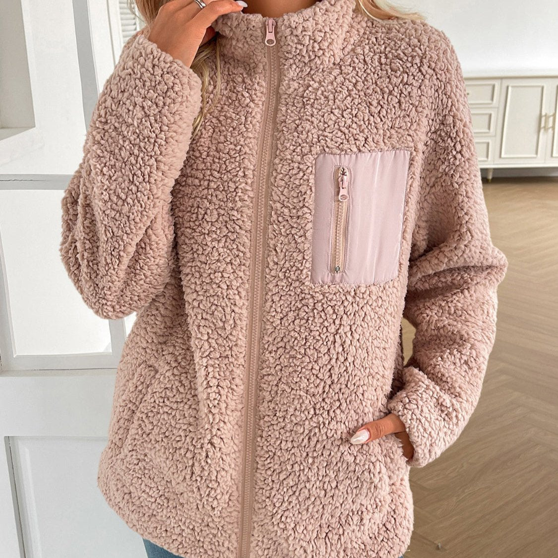 GR | Casual Winter Zip-Up Fuzzy Jacket for Women