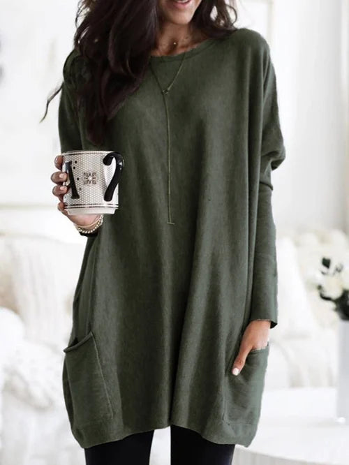 GR | Tunic with pockets - comfortable women's oversized top