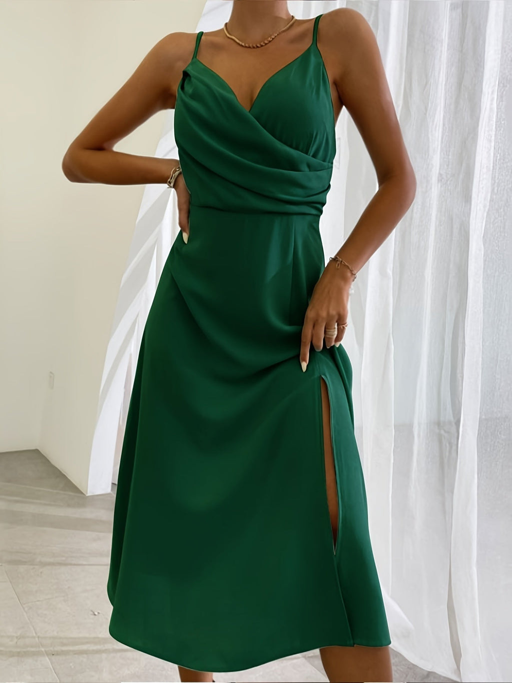 GR | V-Ausschnitt Midikleid Mit Druck Und Schlitz