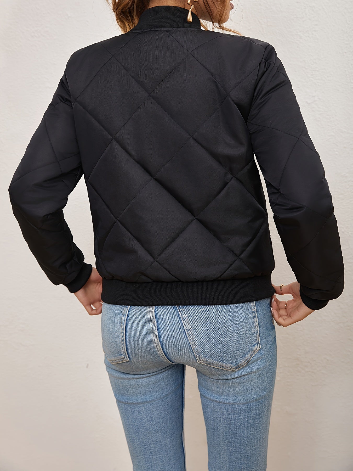 GR | Argyle pattern bomber jacket for women