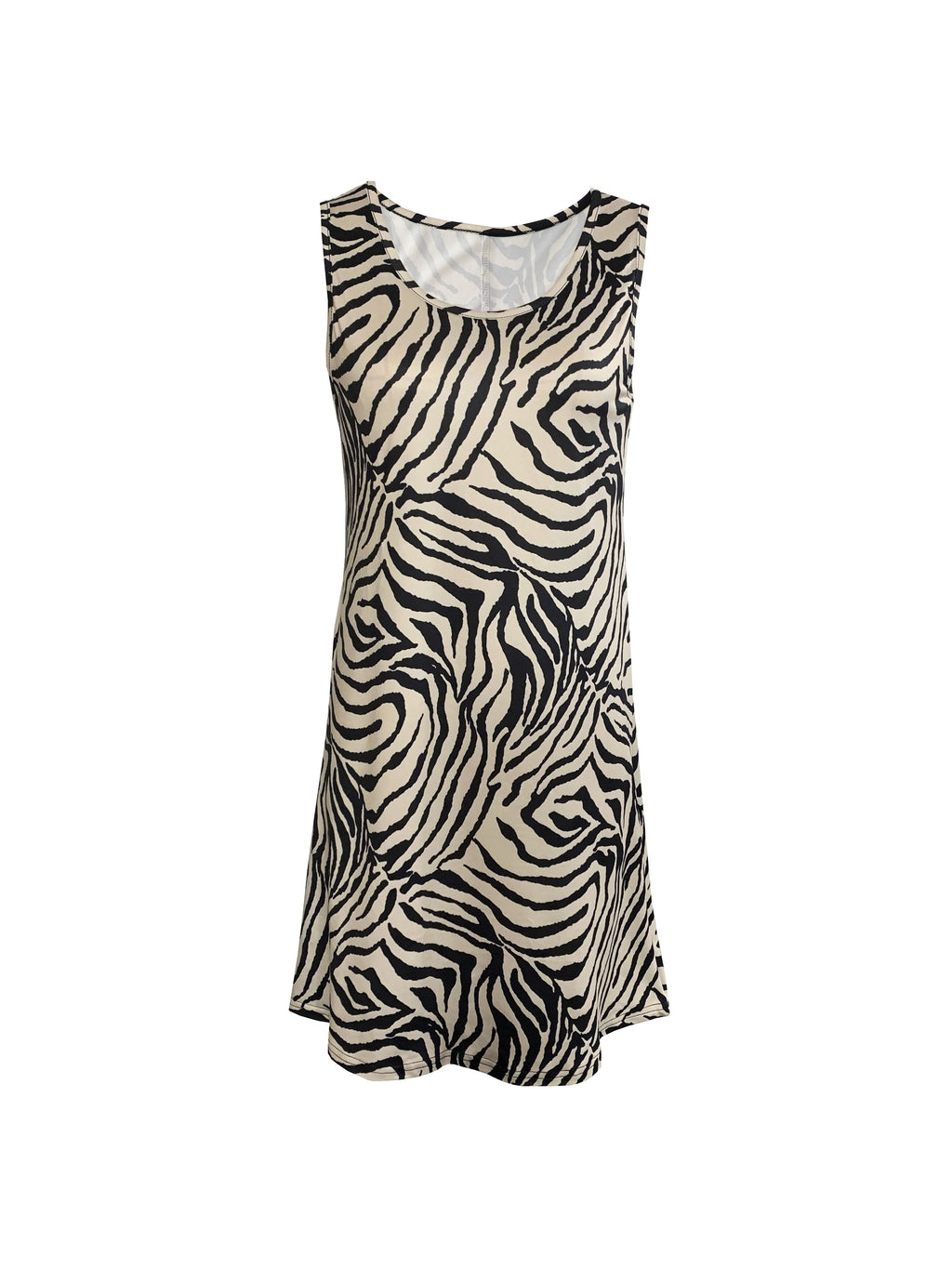 GR | Sleeveless Zebra Dress, A-Line Summer Skirt
