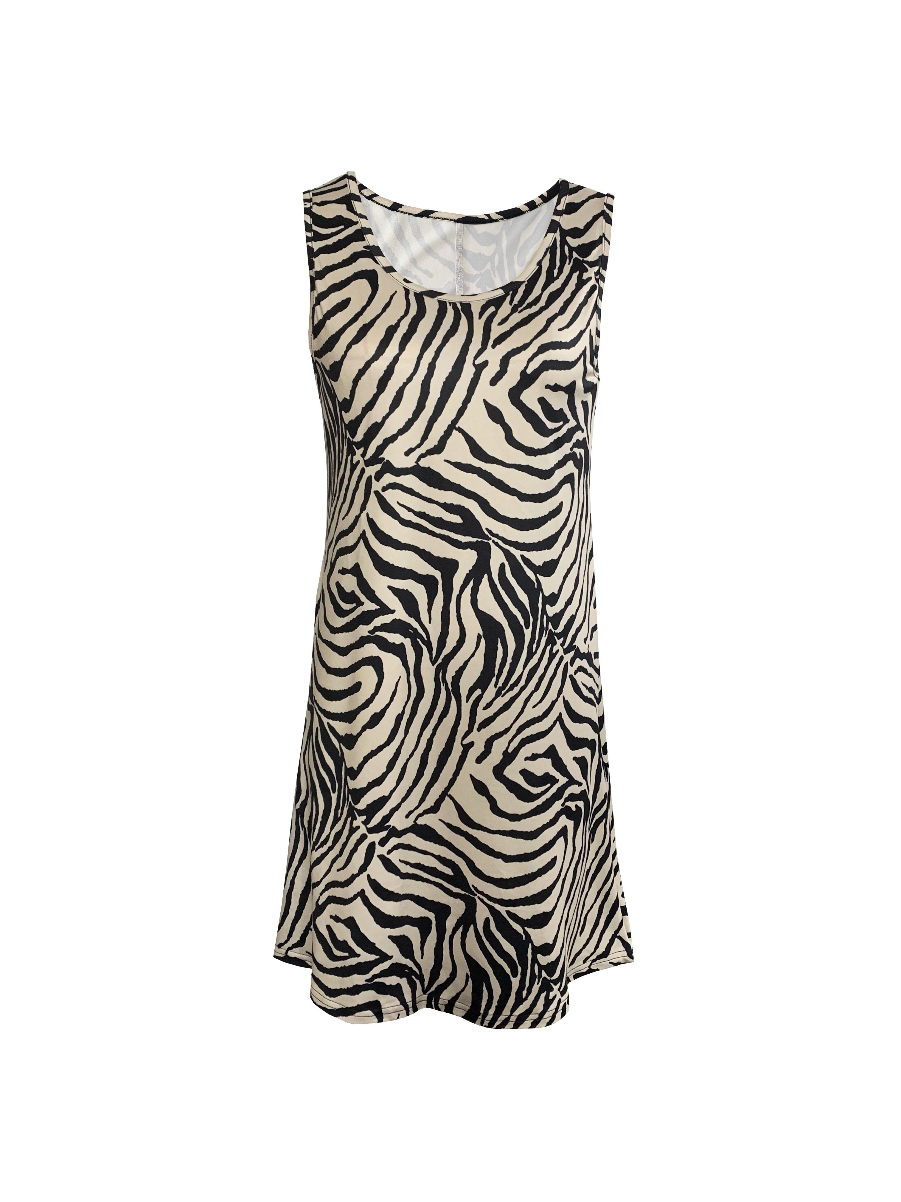 GR | Sleeveless Zebra Dress, A-Line Summer Skirt