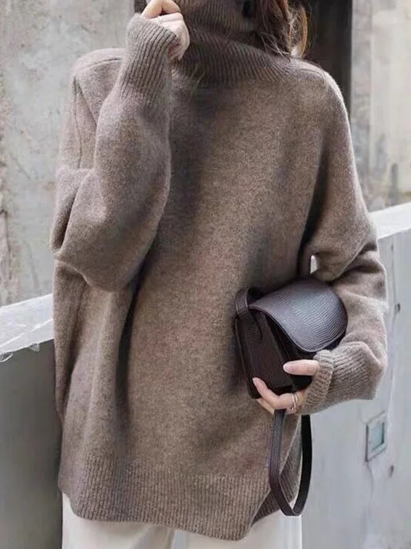 GR | Lässiger Strickjacke Rollkragenpullover für Damen