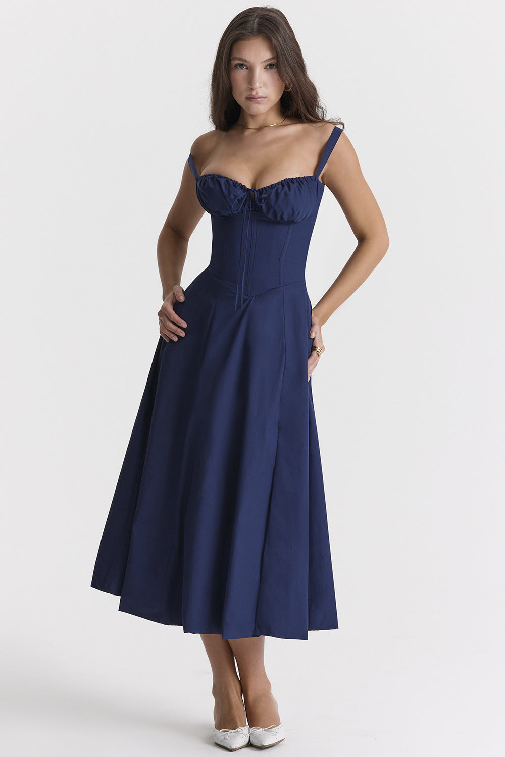 GR cut sundress for women with French flair and seductive hip slit"