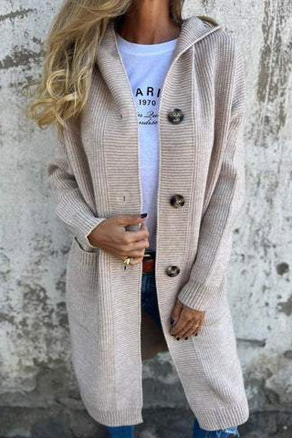 GR | Lässiger Herbst Strickcardigan mit Kapuze für Frauen