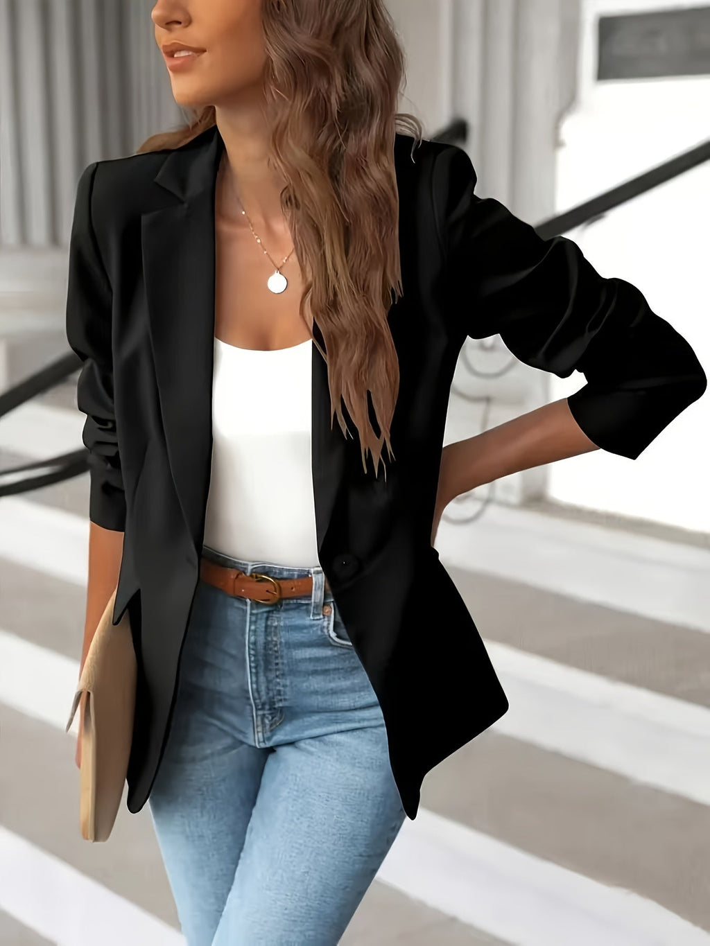 GR | Stylish Autumn Classic Business Blazers with Side Pockets for Women 