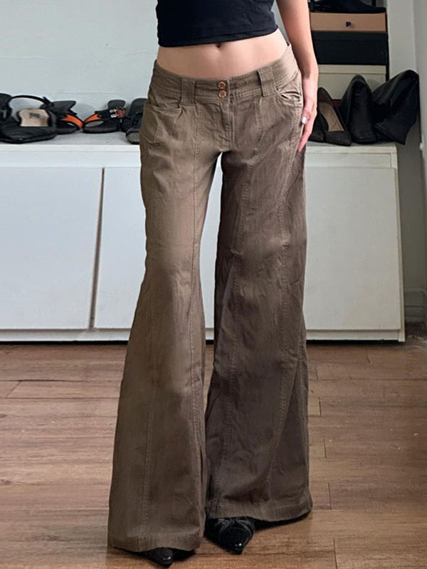 GR | Amerikanische Retro Low Waist Split Schlaghose