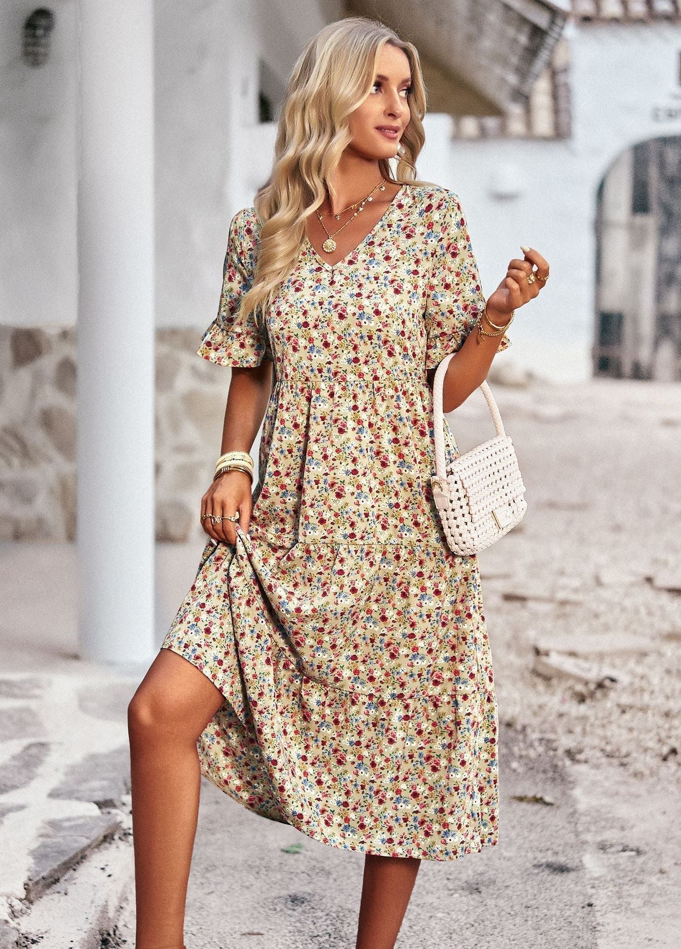 GR | Elegant V-neck dress for women