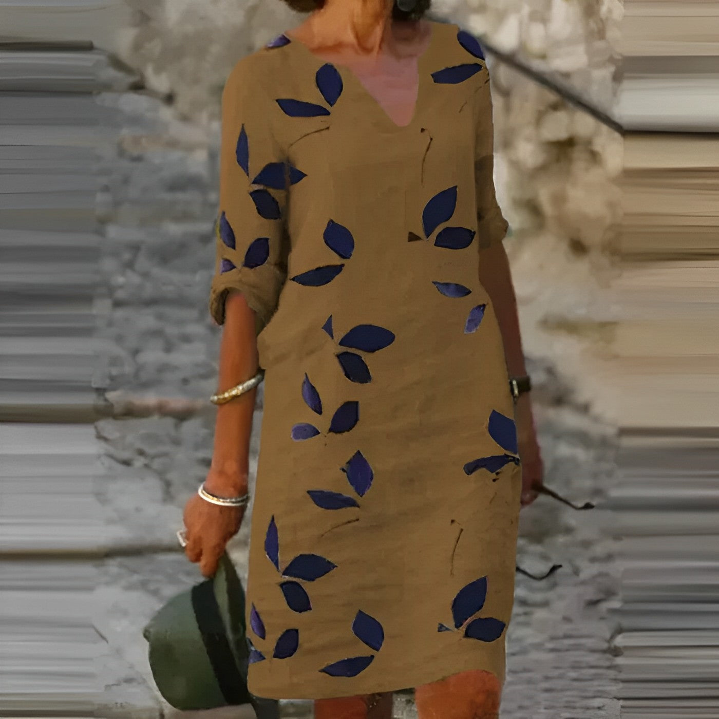 GR | Sommerkleid Mit Blätterdruck