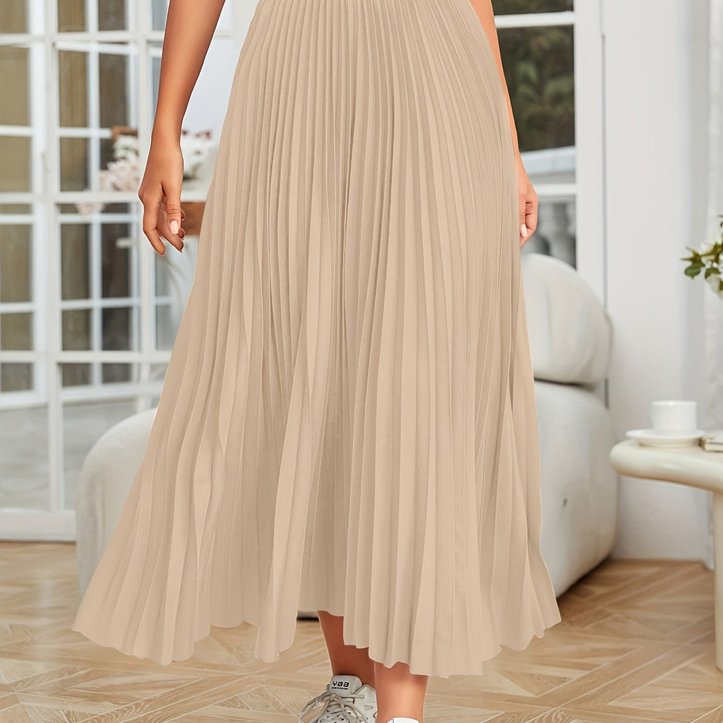GR | Pleated plain curly skirt