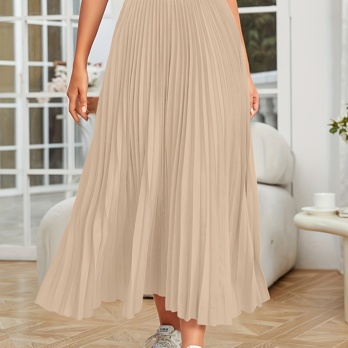 GR | Pleated plain curly skirt