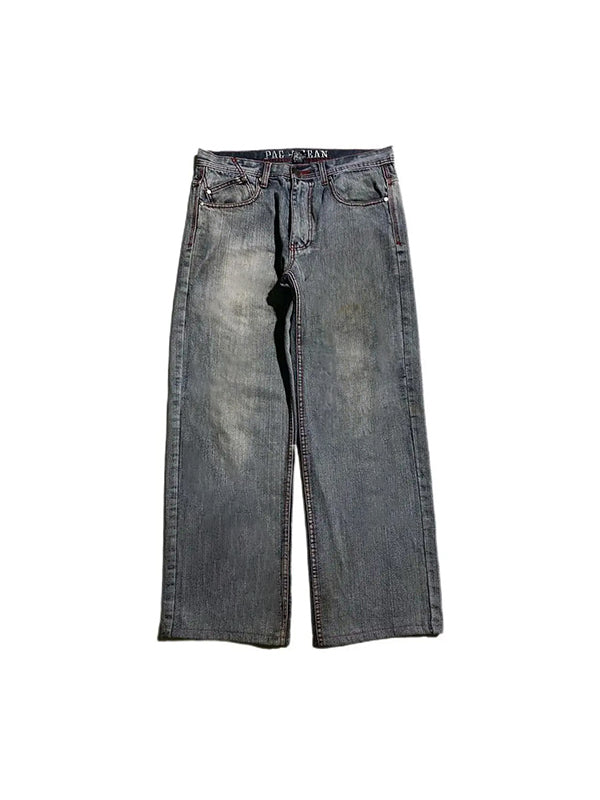 GR | 2000s Boyfriend Baggy Jeans With Skull Embroidery