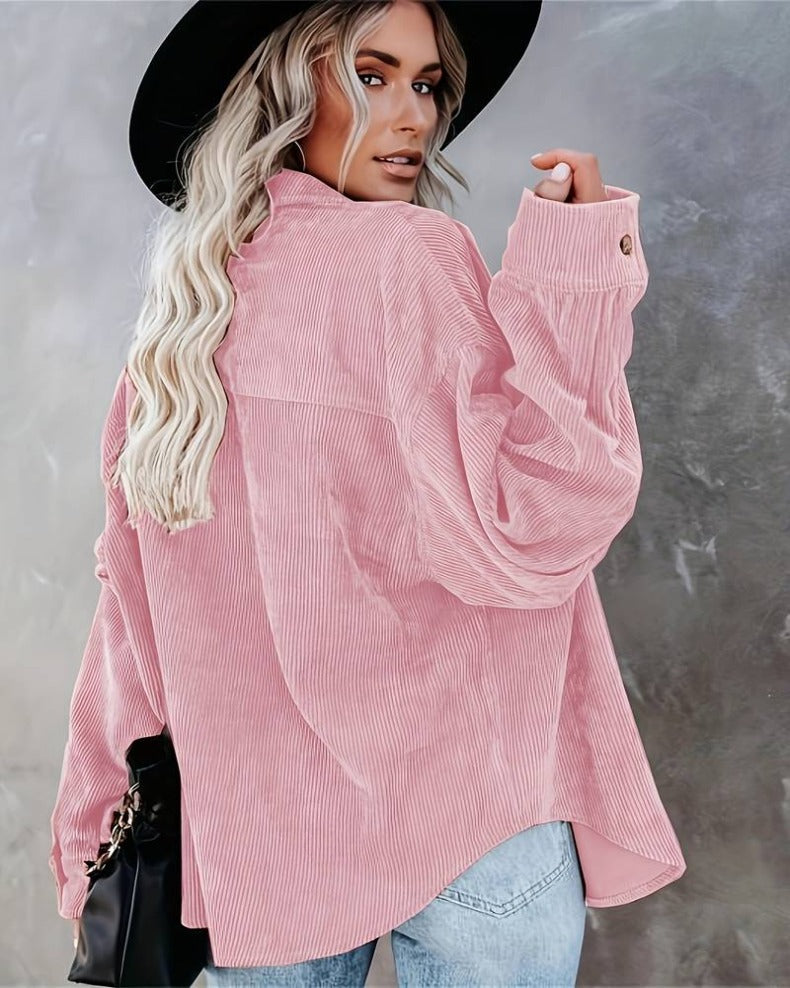 GR - Women's oversized corduroy shirt for casual chic