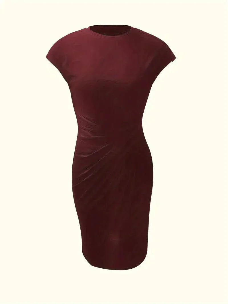 GR | Stilvolles Schmales Kleid Mit Rundhalsausschnitt