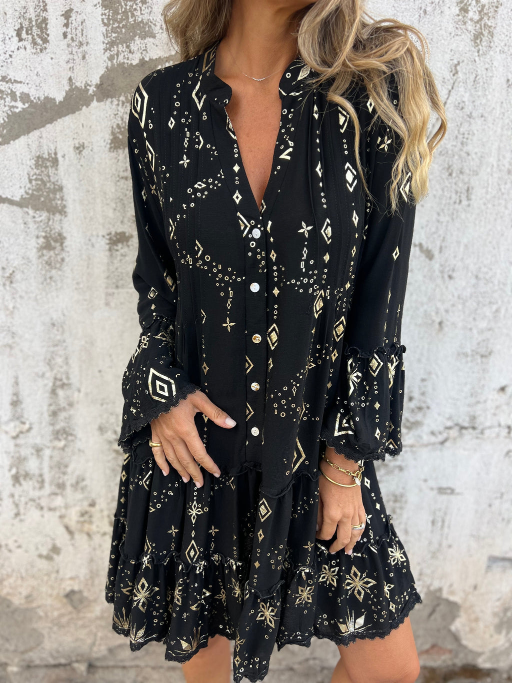 GR | Boho Metallic Hemdkleid