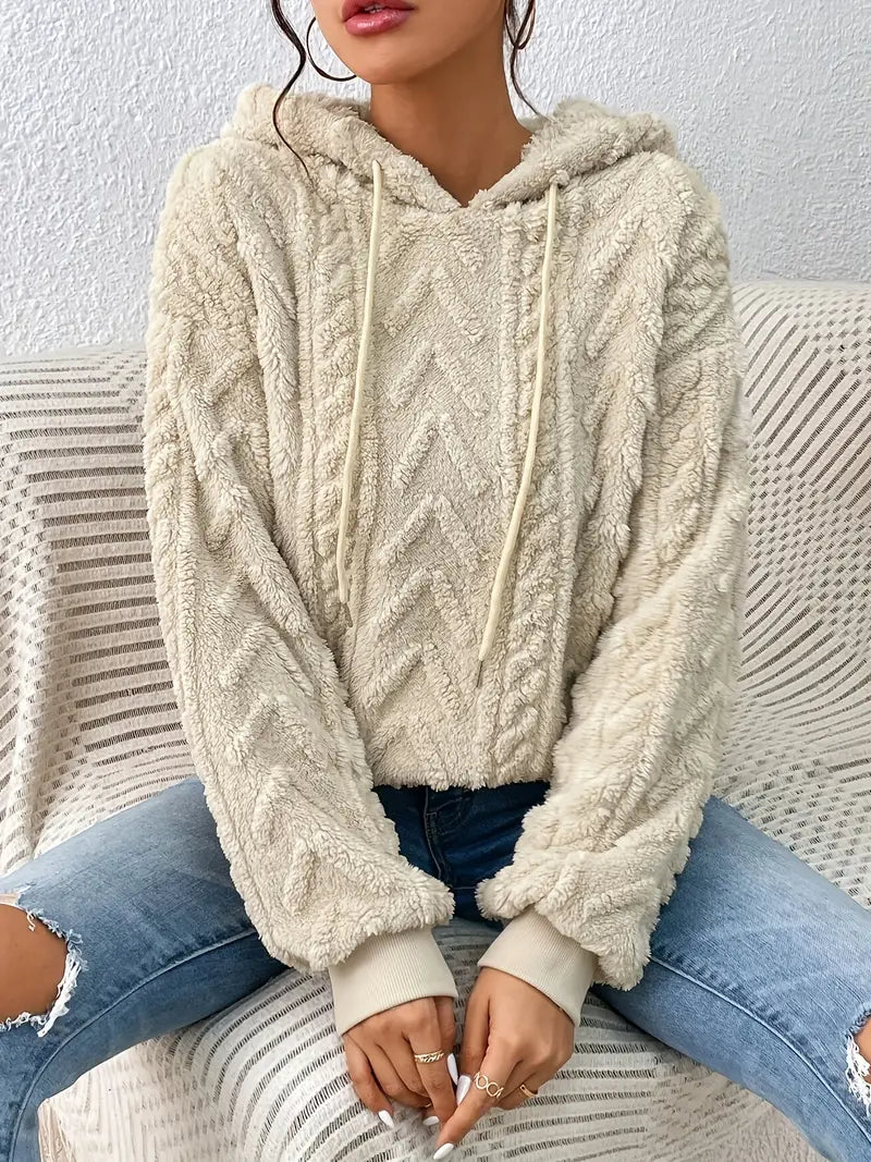 GR Sweater | Stylischer weicher Teddy-Fleece-Kapuzenpullover für Frauen
