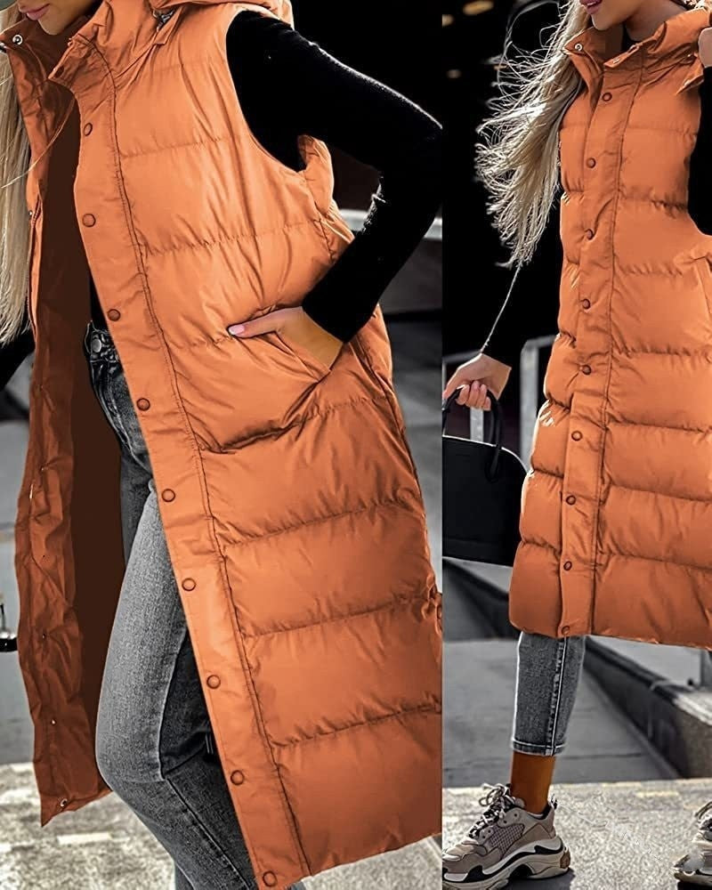 GR | Sleeveless, casual quilted jacket with hood and zipper