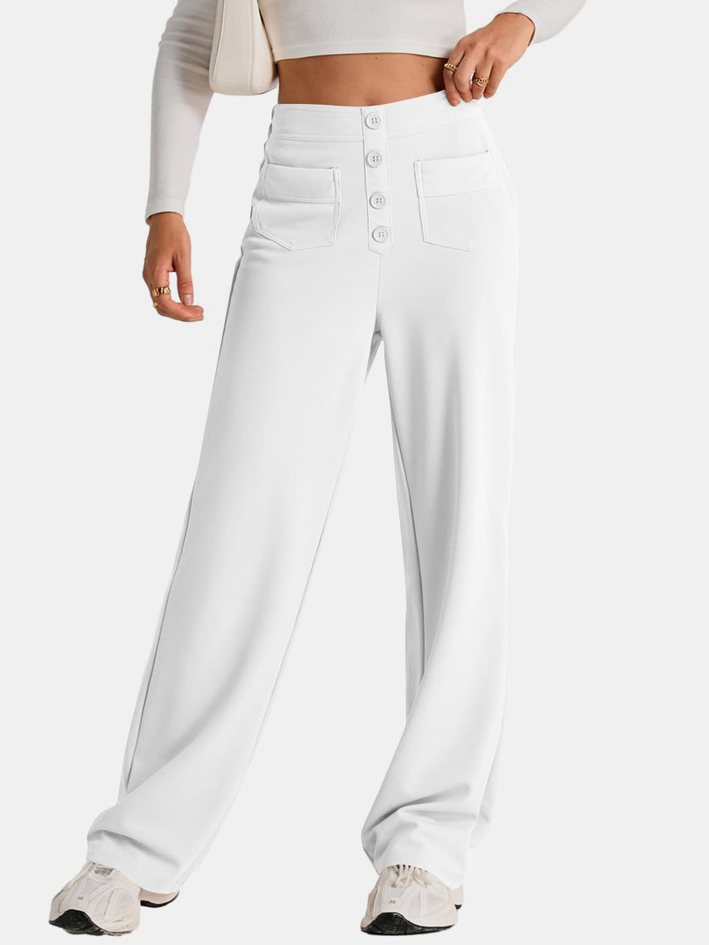 GR | Wide-waisted trousers with pockets, elegant and comfortable