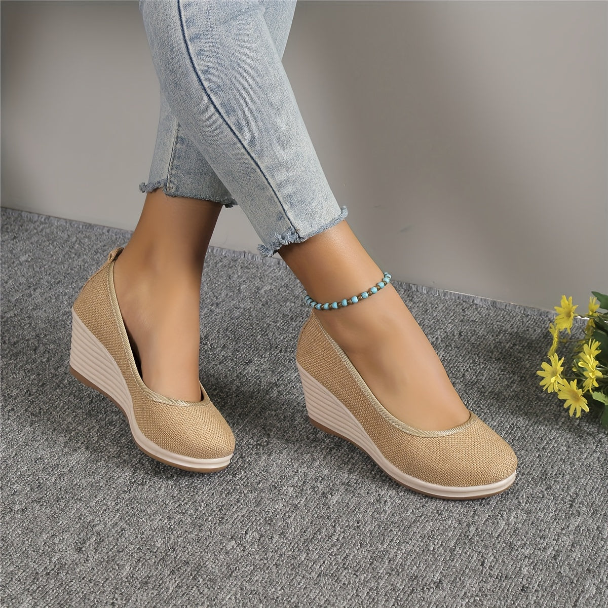 GR | Breathable wedge heel slippers