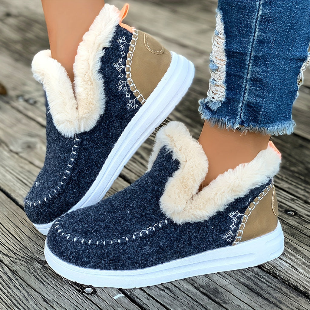 GR | Cozy winter slippers for women: fleece lining, PU sole and soft fabric construction