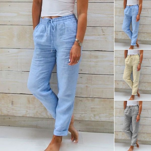 GR | Damen Leinenhose mit Baumwollanteil und elastischem Bund