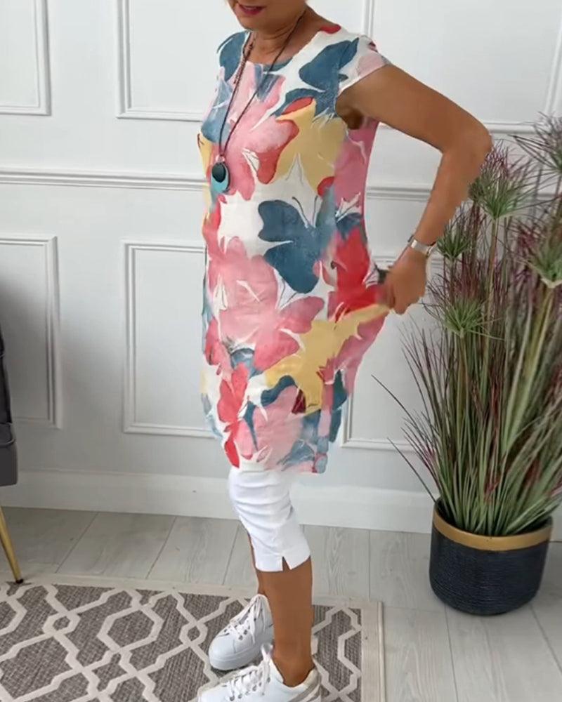 GR | Summer dress with asymmetrical cut and high slit
