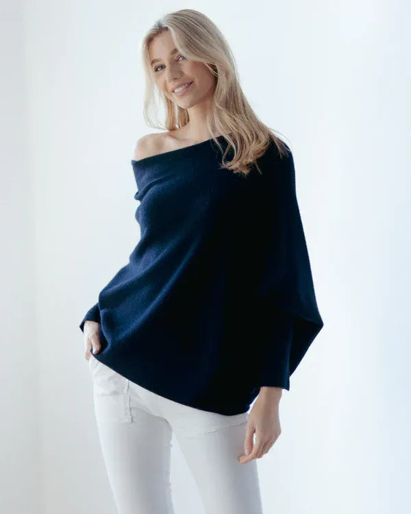 GR | Asymmetrischer Damenpullover mit eleganter Drapierung