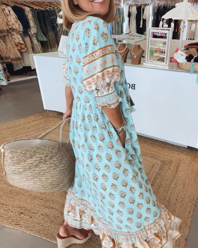 GR | Printed V-neck dress