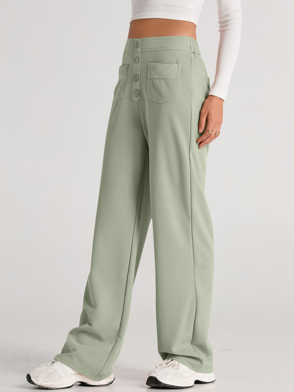 GR | Wide-waisted trousers with pockets, elegant and comfortable