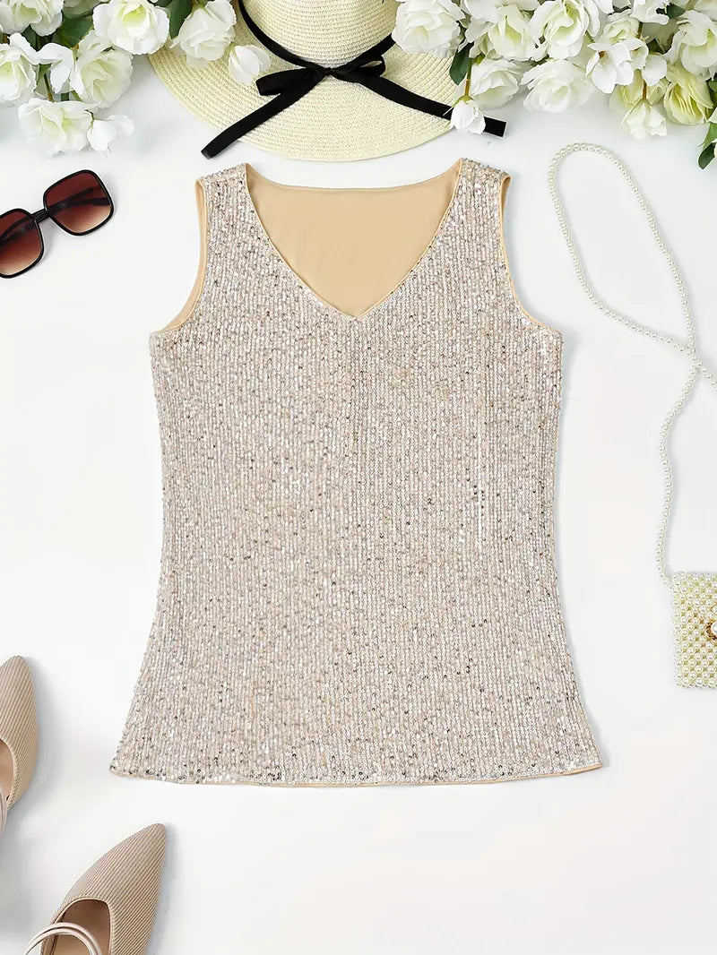 GR | Elegant sleeveless top with sequins