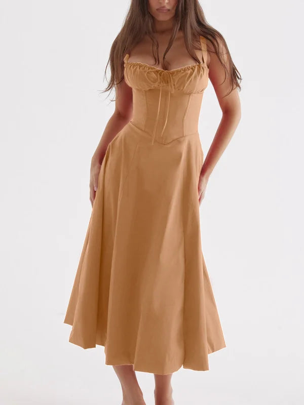 GR - Midikleid mit tailliertem Oberteil und ausgestelltem Rock | Minikleid mit Spaghettiträgern