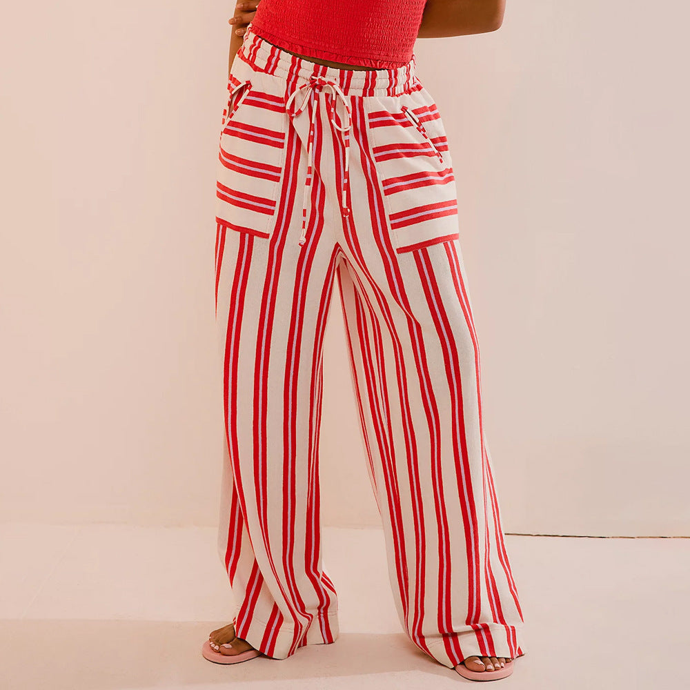 GR | Casual Striped Wide Leg Trousers for Women