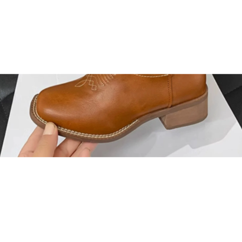 GR | Western style boots for women with pointed toe and block heel, cowboy boots for women
