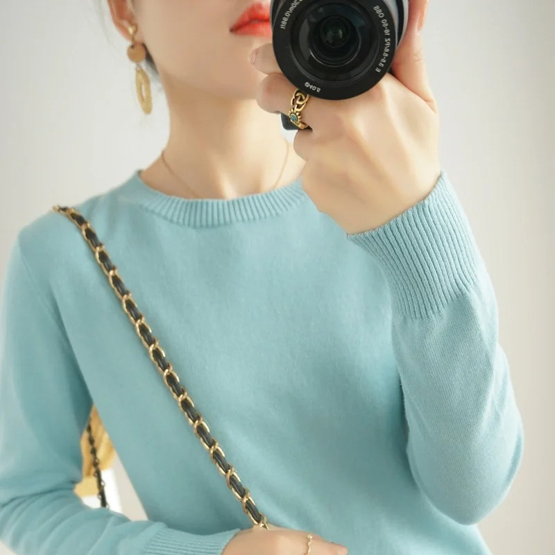 GR | Cashmere Pullover Damen Klassischer Rundhals, Weich & Atmungsaktiv