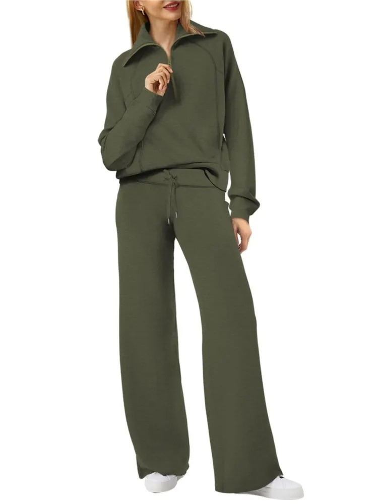 GR | Comfortable women's loungewear set with stand-up collar and drawstring, modern set