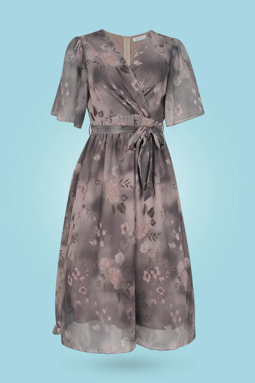 GR | Midikleid mit Blumenmuster und V-Ausschnitt