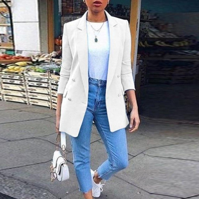 GR | Women's Blazer Elegant Long Blazer with 3/4 Sleeves, Ideal for Business Looks