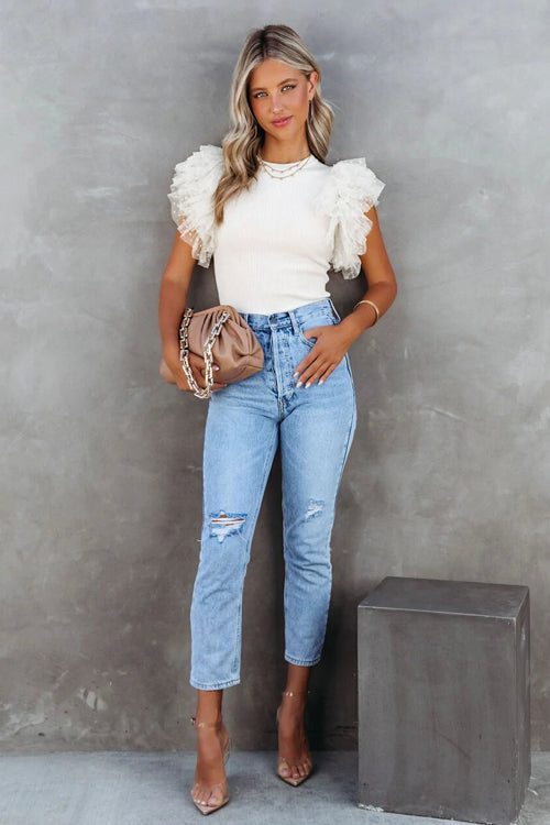 GR | Your Time Swiss Dot Tulle Sleeved Knit Top